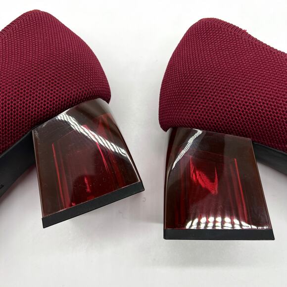 VIVAIA Aria Pointed Toe Block Heel Pump Womens 40 Bordeaux Burgundy Lucite Heel - Picture 9 of 11